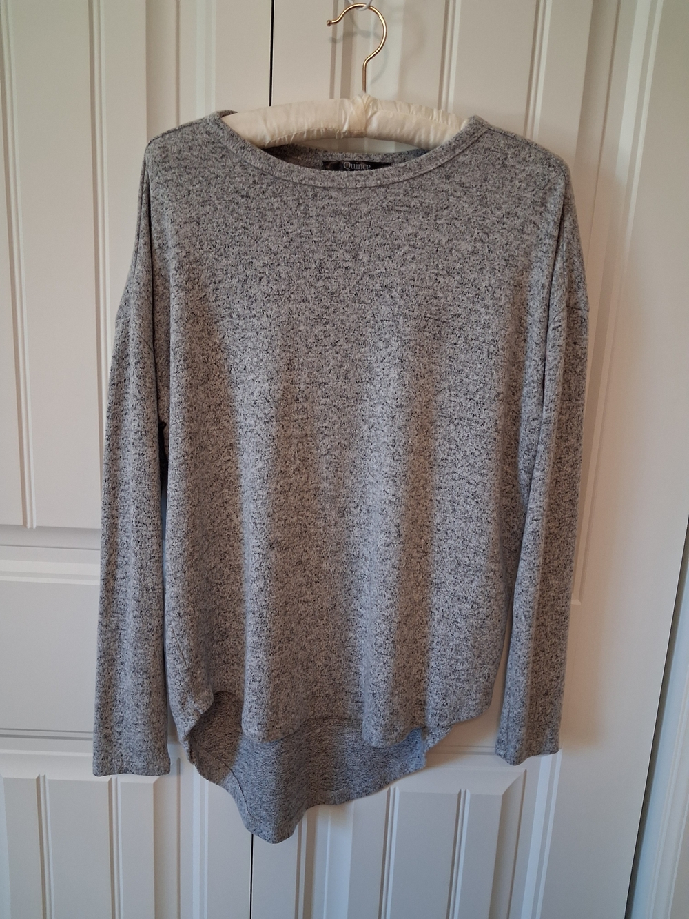 Quince Heather Gray Long Sleeve Relaxed Knit Top XS
